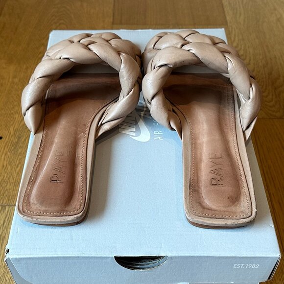 RAYE Braid Leather Strap & Sole Square-Toe Flat Slide Sandals (Nude) - Picture 11 of 16